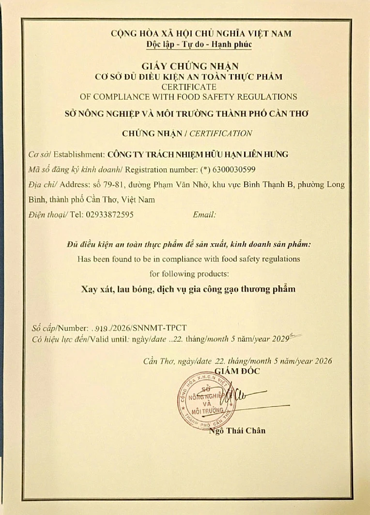 Chứng nhận an toàn thực phẩm